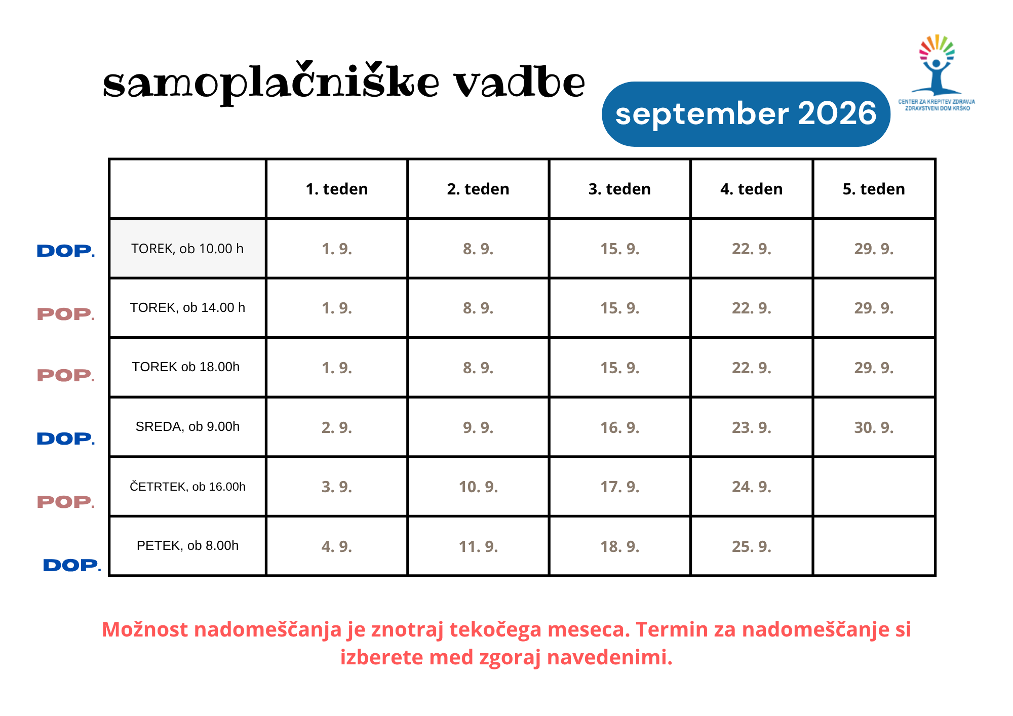 Samoplačniške vadbe