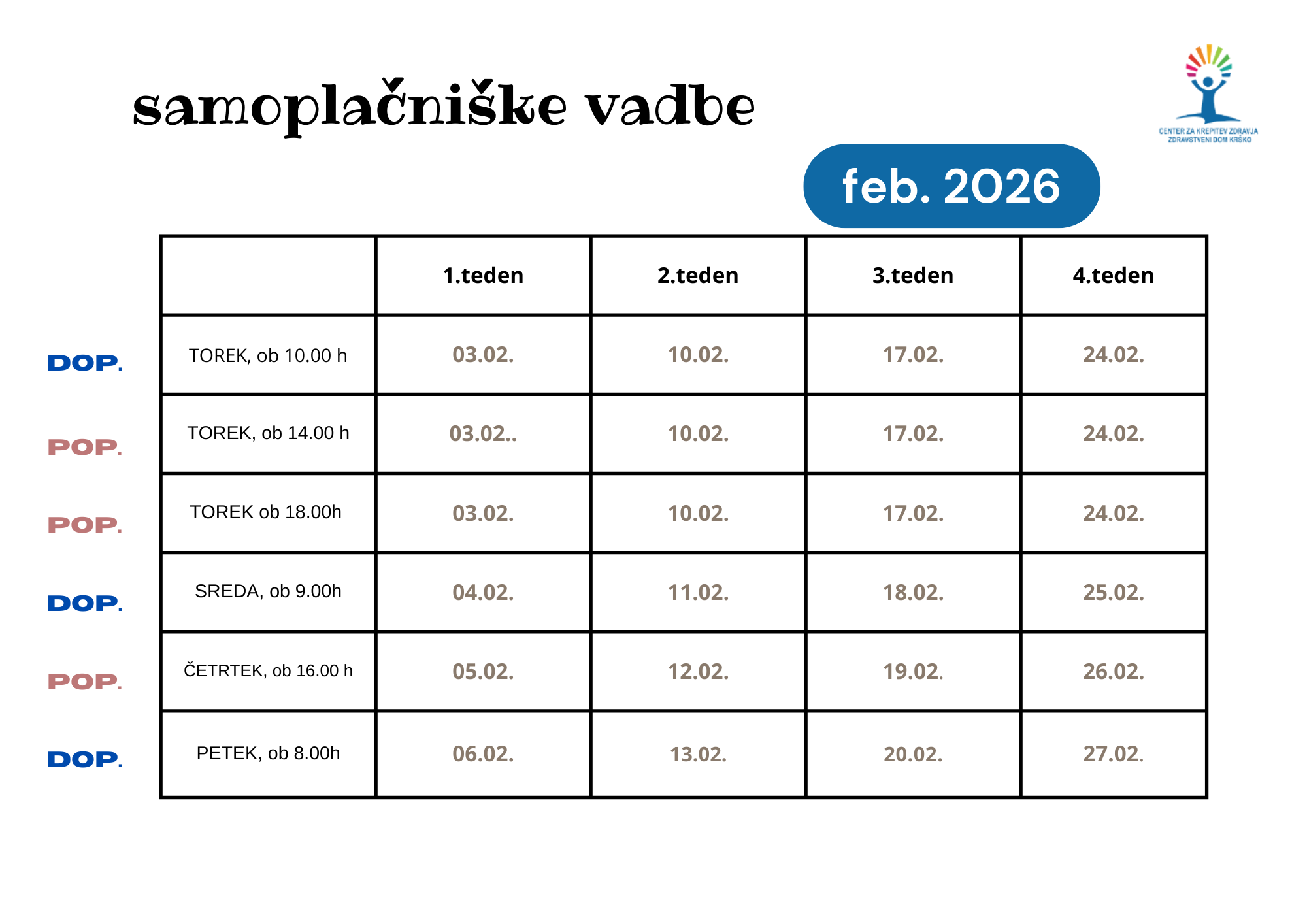 Samoplačniške vadbe 2